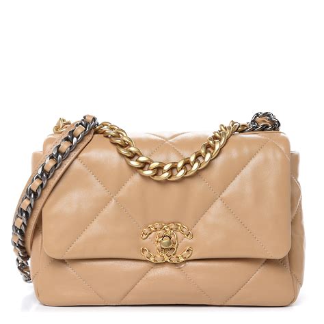 beige lambskin quilted medium chanel 19 flap|Chanel handbags canada.